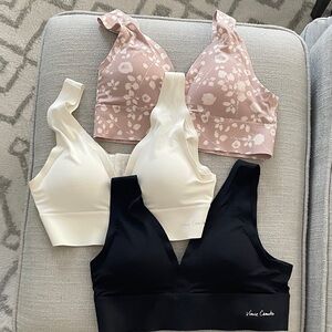 Vince Camuto Bralette Trio - Blush Floral, Cream & Black